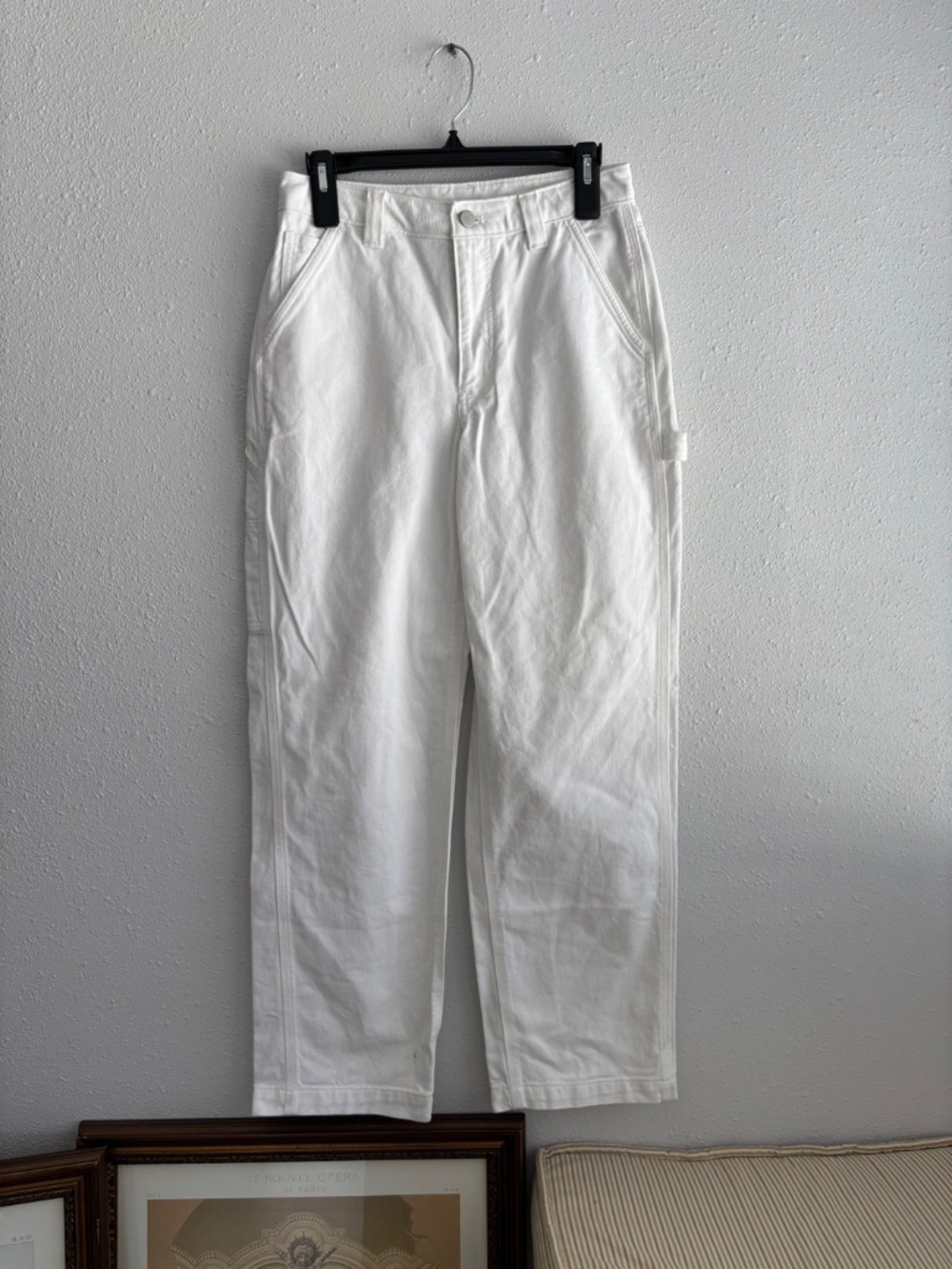 Aritzia TNA White Denim Carpenter Pants with Utility Pocket - Size 4